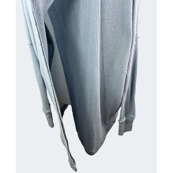 Free People Juicy Ribbed Dusty Blue Cowl Neck Sweater Loose Fit Small - Picture 11 of 14